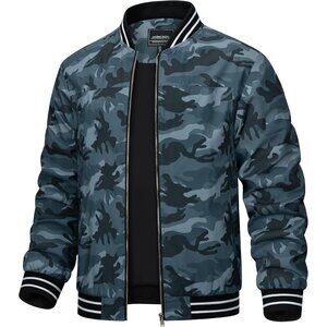 🆕Mens C Sea Blue Bomber Lightweight Casual Fall Windbreaker Zip Up Jacket